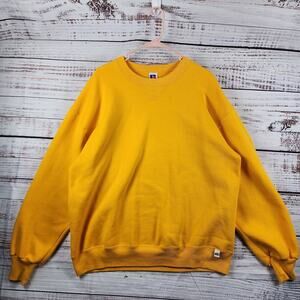 Vintage Russell Athletic USA Crewneck Sweatshirt XL Gold Yellow 90s Pullover